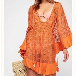 NWT Free People Orange Swim Coverup